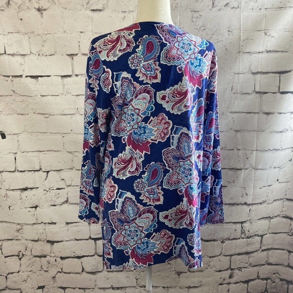 Chico’s 2 The Ultimate Tee Cardigan Paisley Print Open Front Womens Size Large - Picture 3 of 12